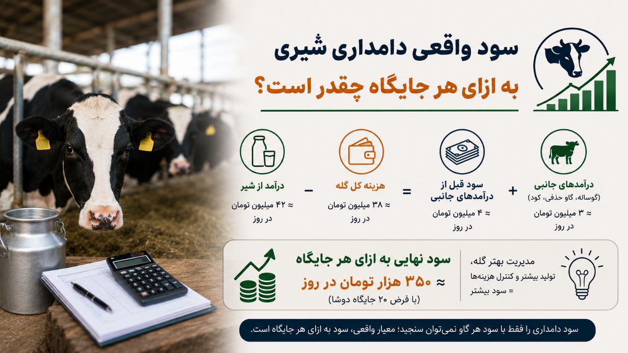تحلیل سود به ازای هر جایگاه در دامداری شیری